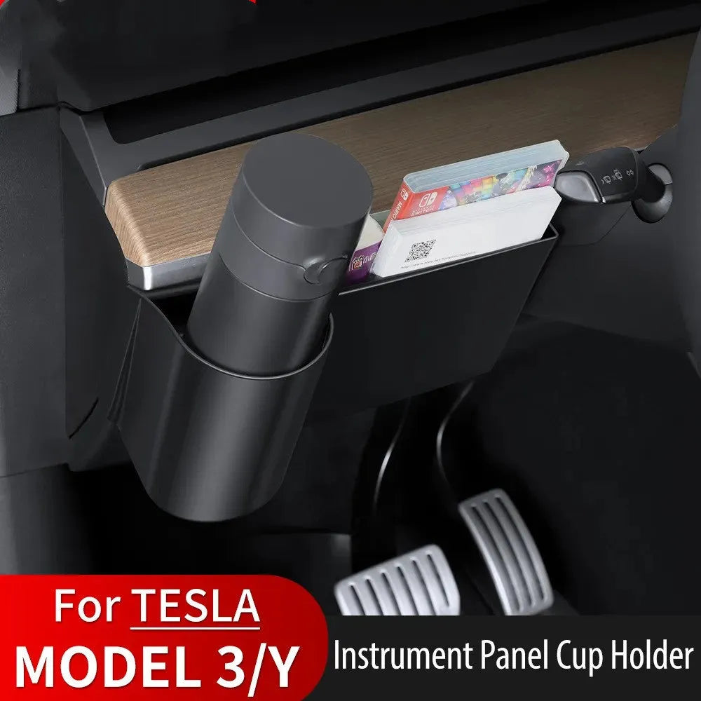 Tesla Model 3 and Model Y dashboard water cup holder with handle for left-hand drive vehicles