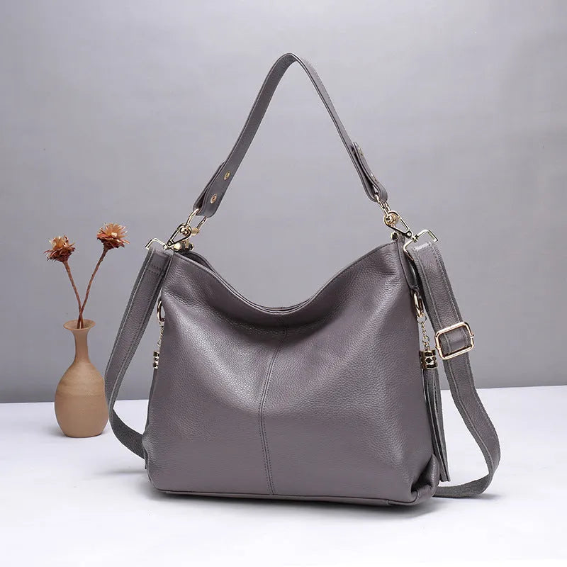 Genuine leather vertical square crossbody bag with multiple zipped compartments in various colour options