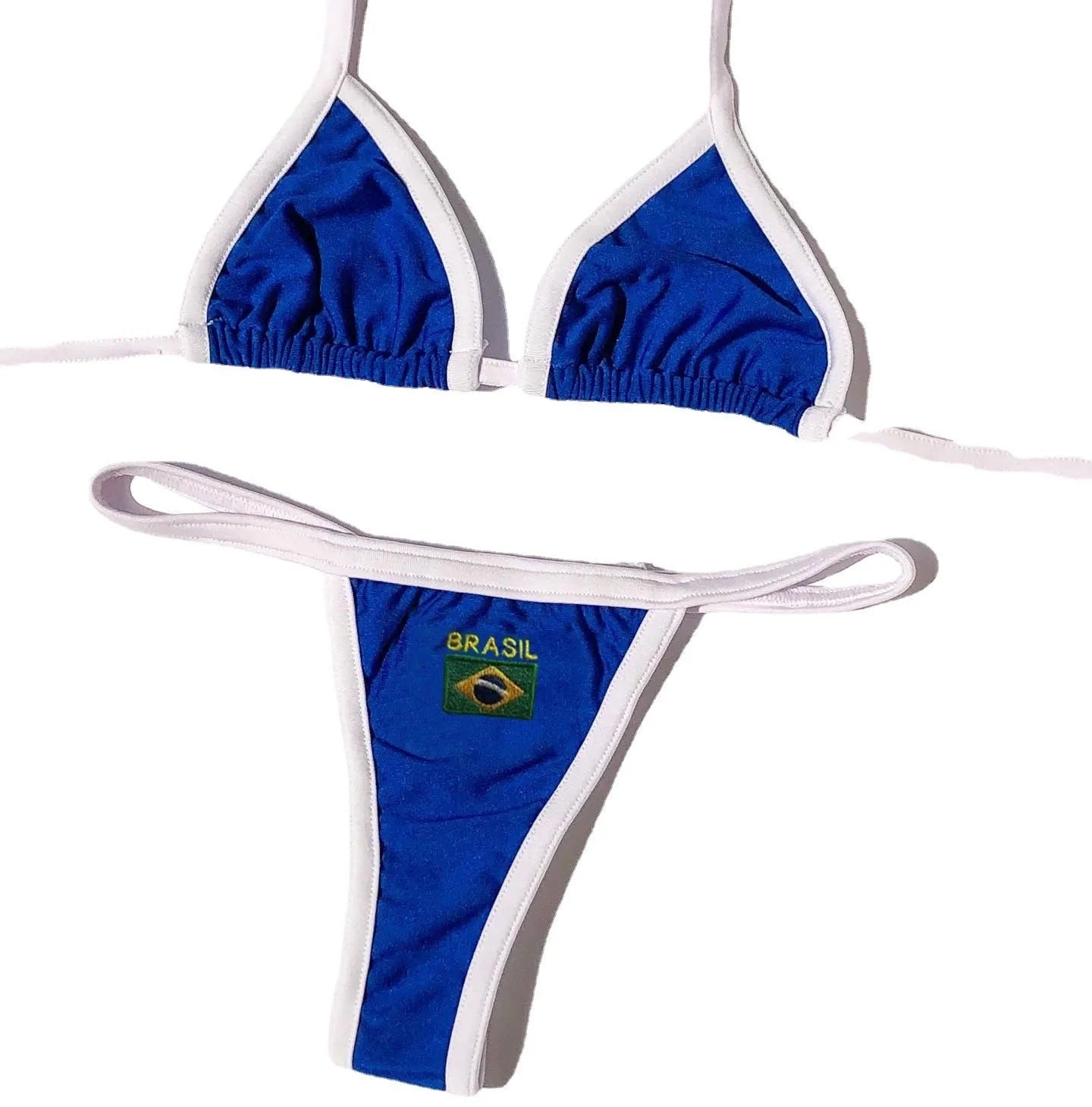 Women's yellow B-back bikini set with matching shorts on a mannequin.