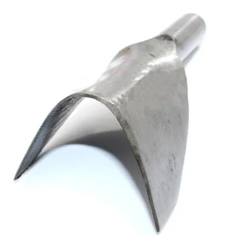 Six steel leather punch tools in half-round and V shapes with sizes from 15mm to 40mm