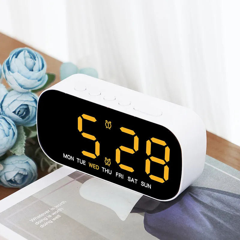 LED digital alarm clock with plastic shell, 10mm thick, in white colour option