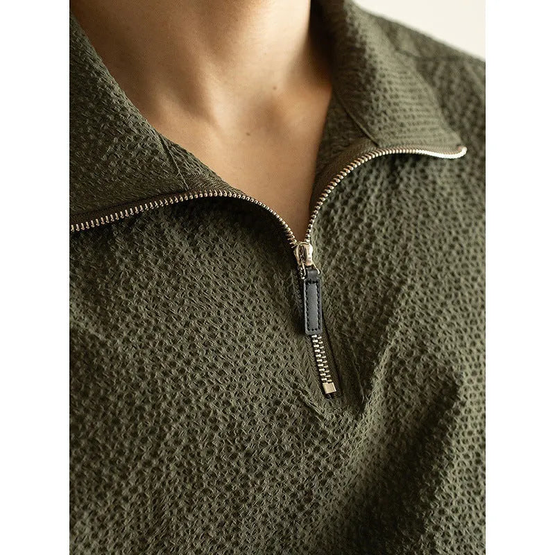 Men's cedar green loose-fit short sleeve t-shirt made from quick-dry ice silk cool fabric for summer.