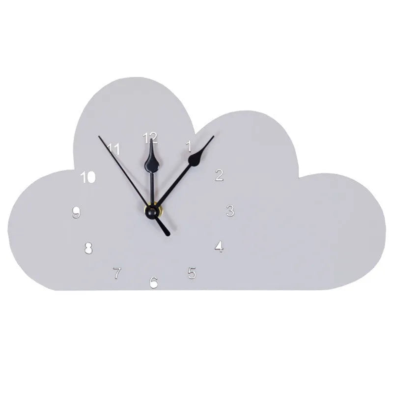 Wooden cartoon wall clock with battery-powered quartz movement in playful animal and shape designs