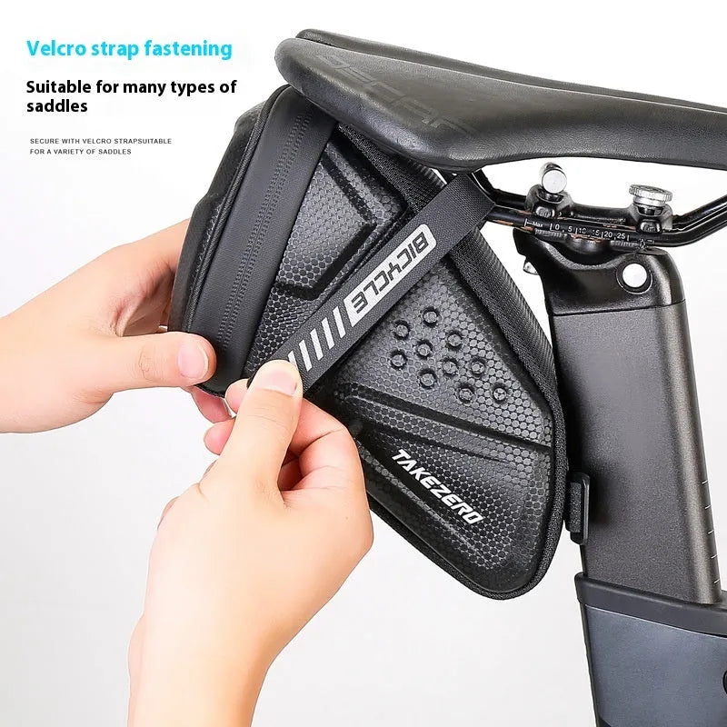 Bicycle saddle bag 1L black plain under saddle on mountain bike with fixture fitting