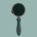 Green and pink dual-sided pet grooming brush with slicker brush and silicone massage pins