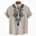 Men's striped casual button shirt in loose fit with polyester fabric