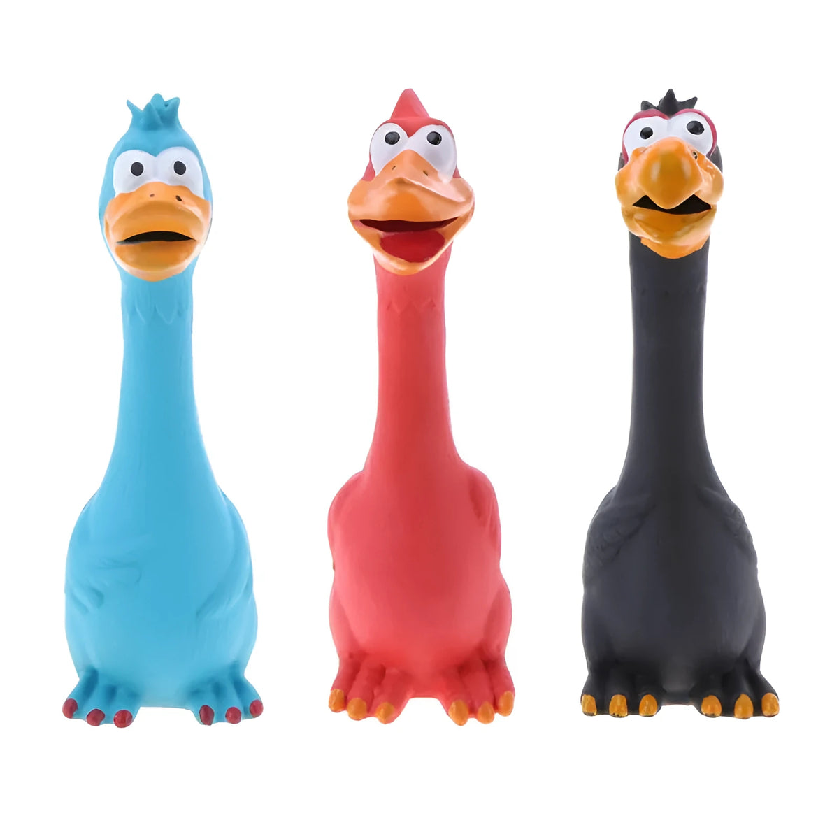Dog screaming chicken sounding toy made of natural latex rubber in red colour