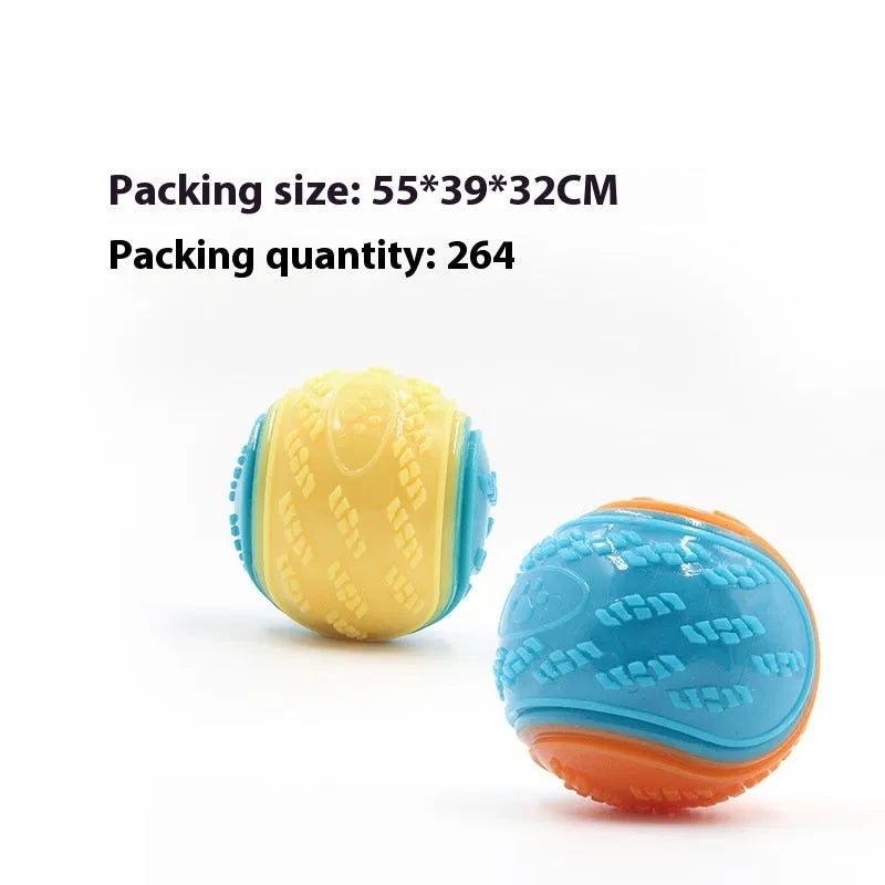 TPR dog training ball with squeaker and molar ridge texture in assorted colours