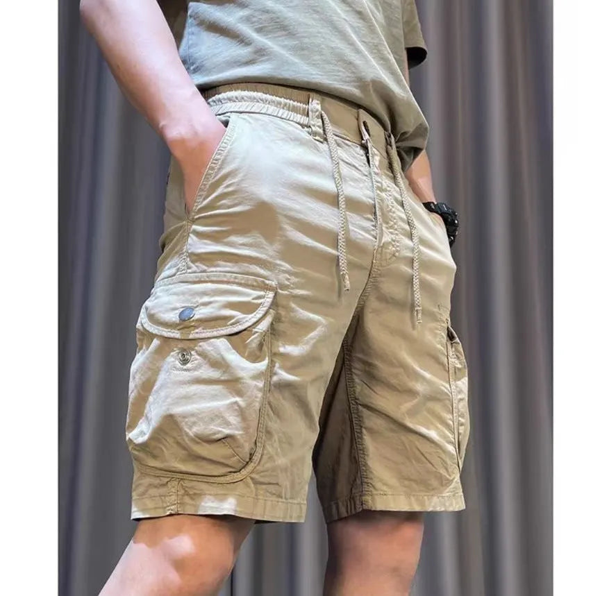 Korean style loose straight casual overalls pants with multiple pockets in grey colour