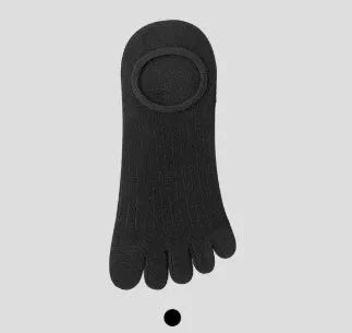 Modal five-finger ultra-thin boat socks in black, dark grey, khaki, light grey and white colours