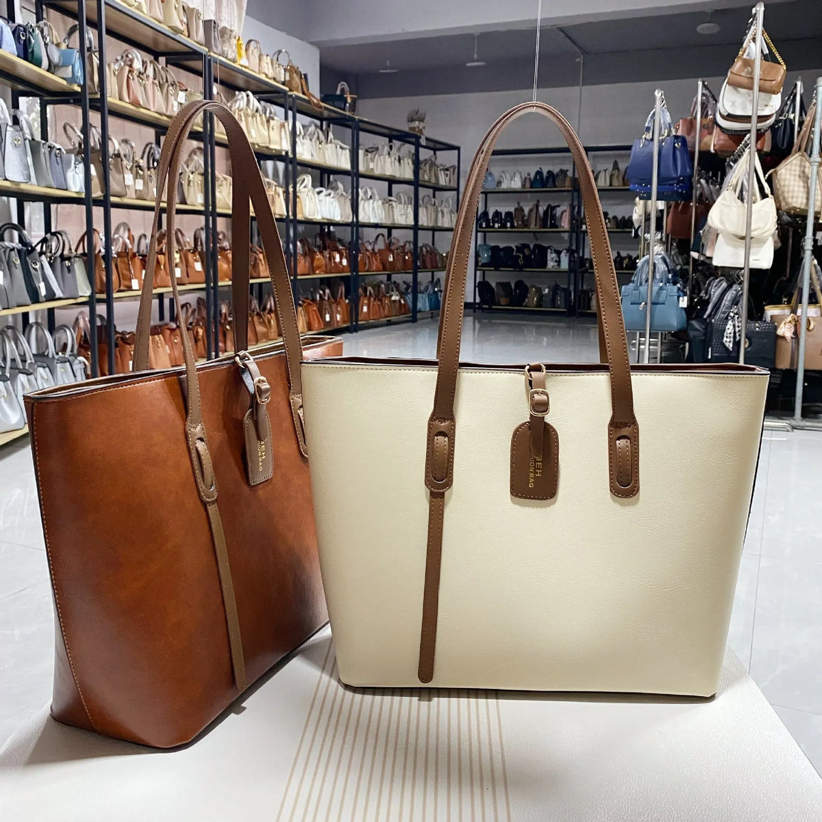 PU leather pattern shoulder messenger bag, 32x13x27cm bucket bag with zip pockets and six colour options