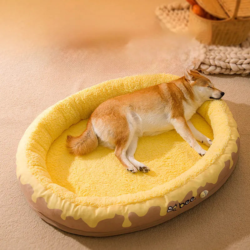 Grey detachable pet bed with velvet cover for small to medium dogs and cats