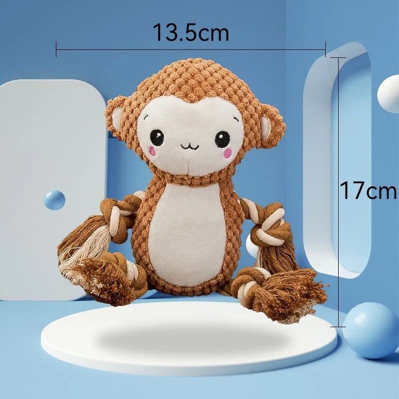 Lion and monkey plush squeaky dog toys bundle for medium and large dogs