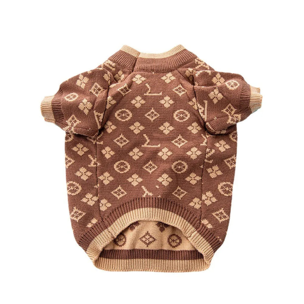A wool dog sweater for autumn and winter available in sizes XS to XXL.