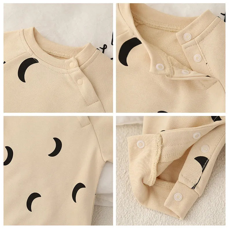 Baby jumpsuit Korean hipster long sleeve cotton neutral design dark gray apricot spring autumn outwear