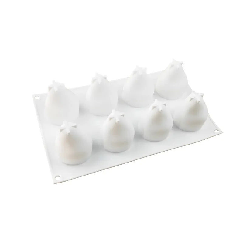 Silicone baking mould with pear, pineapple and pine cone cavities for Italian mousse desserts