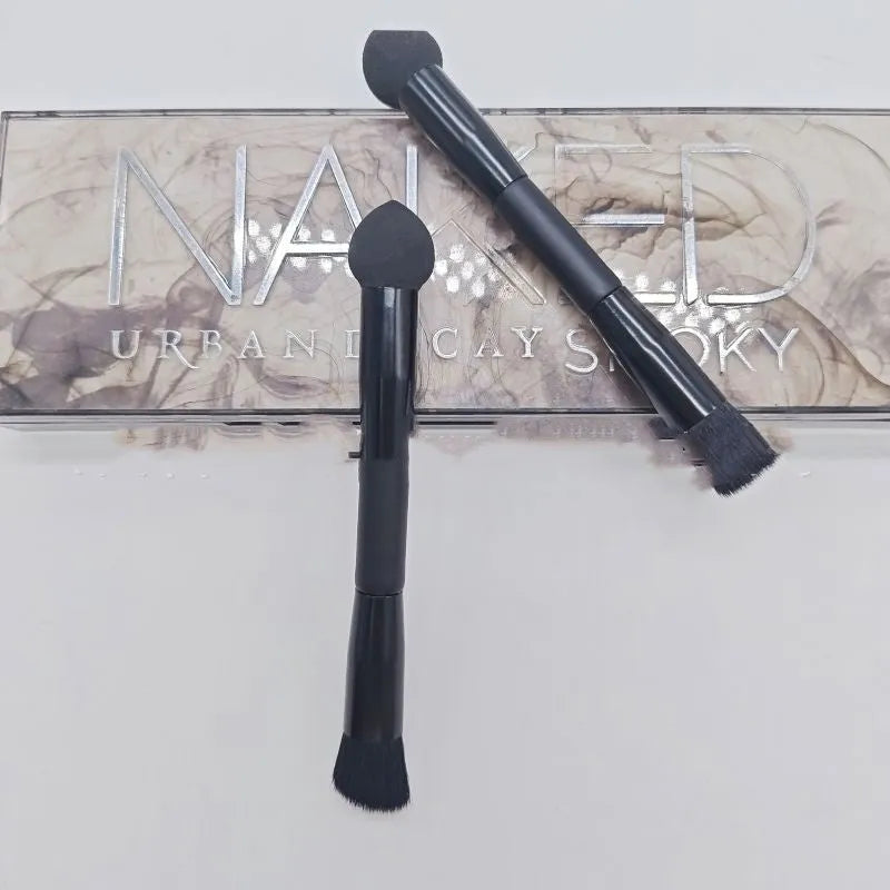 Black sponge stick concealer brush with wooden handle for makeup application