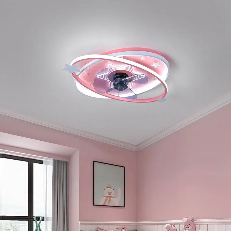Modern simple children's bedroom chandelier with iron construction and acrylic shade
