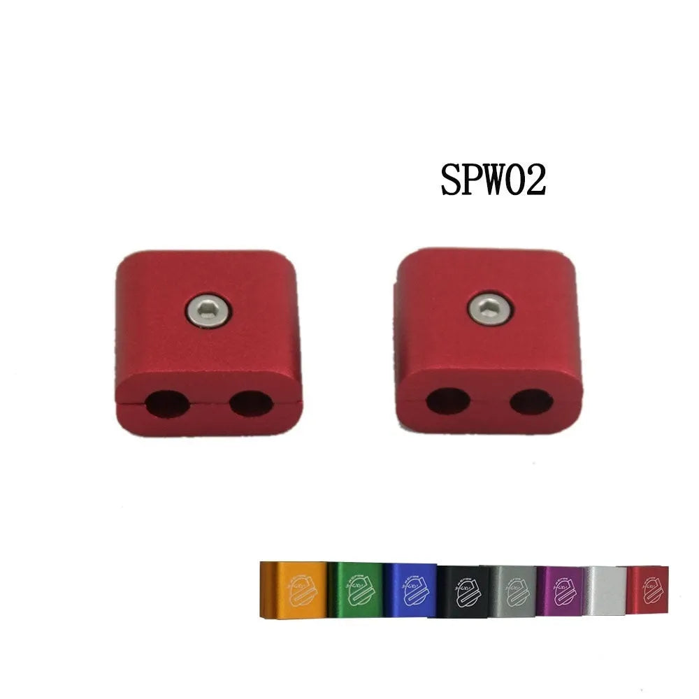 Three-piece metal car fastening clamp in six colour options, shown with dimensions 55x30x25mm.