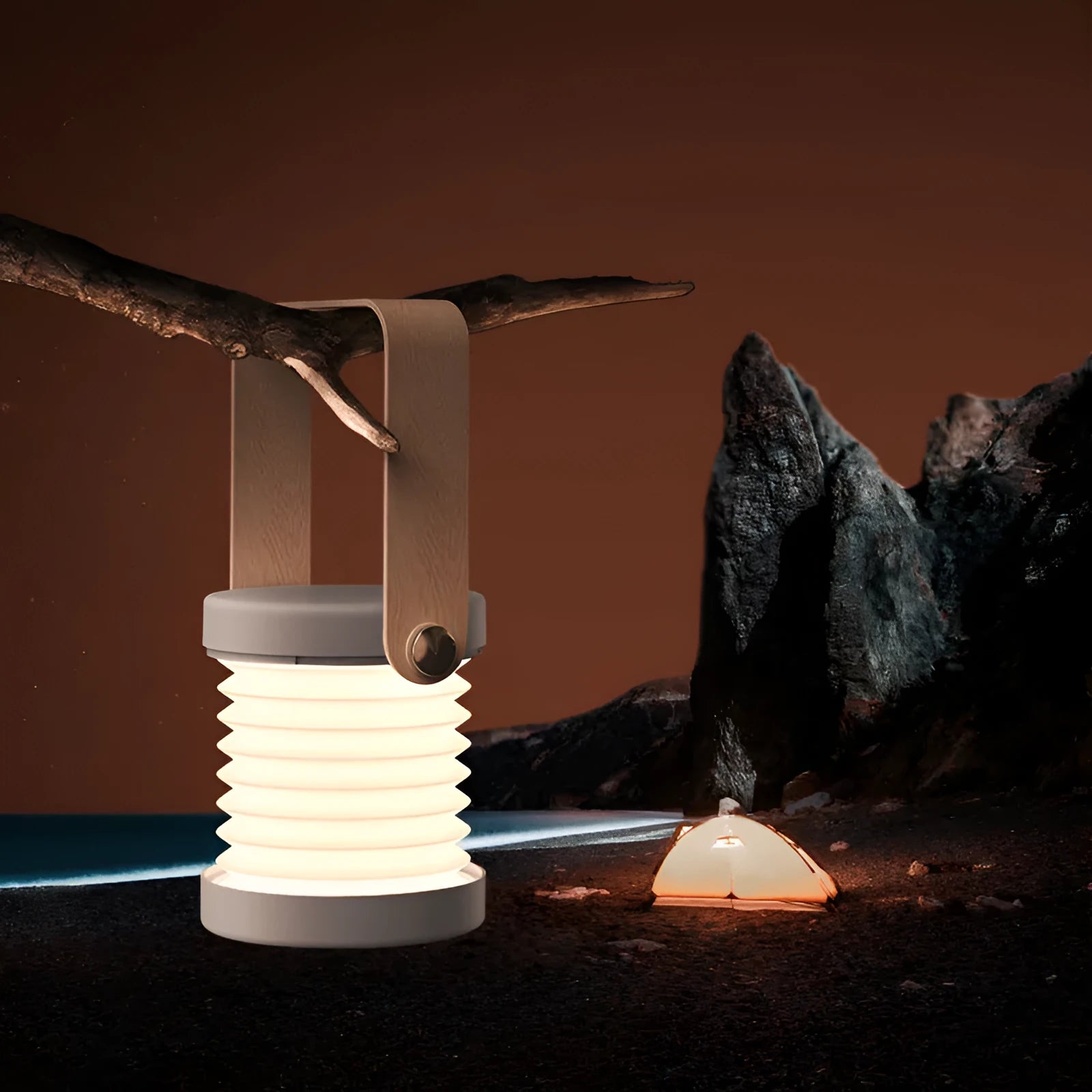 Foldable touch dimmable LED night light in table lamp mode with wood and PC construction, white finish