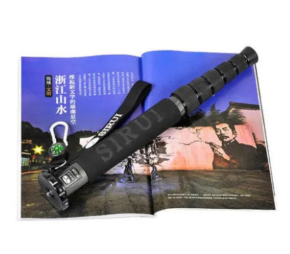 Black carbon fibre camera monopod collapsed to 380mm with six extension sections