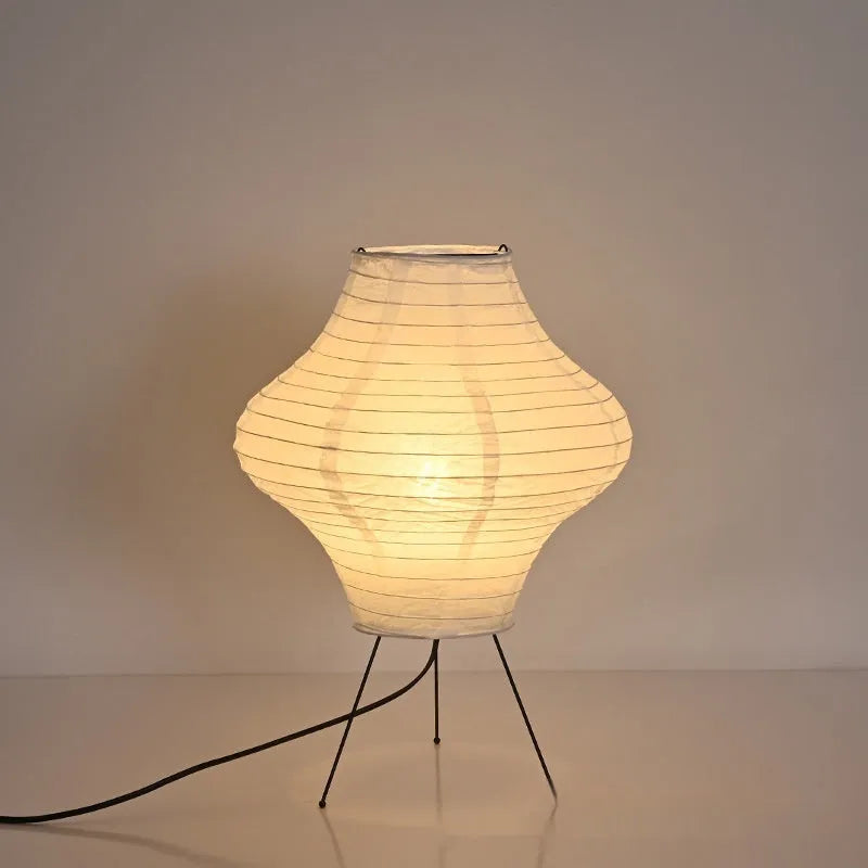 Japanese-style decorative table lamp with white Xuan paper shade and three-colour LED light.