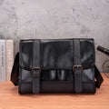 Black Korean-style men's commuter backpack with anti-theft function and PU material construction.