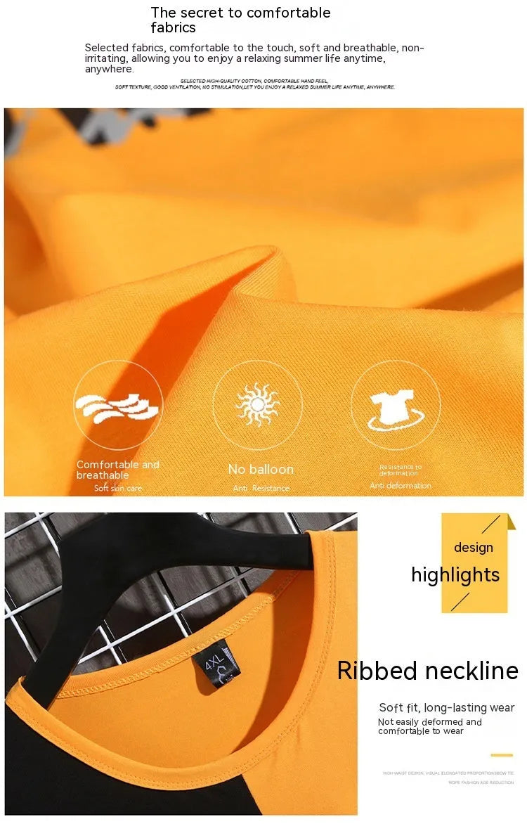 Plus size yellow Lycra cotton short sleeve t-shirt with pocket and printed design, size 4XL to 10XL
