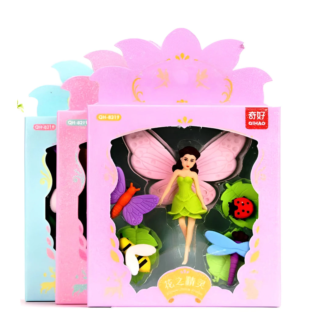 Box of TPR Flower Fairy eraser suit 12 sets for modification