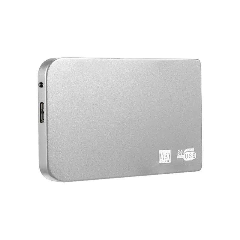 USB 3.0 solid state mobile hard drive in metal shell, showing black, blue, red, and silver colour options.