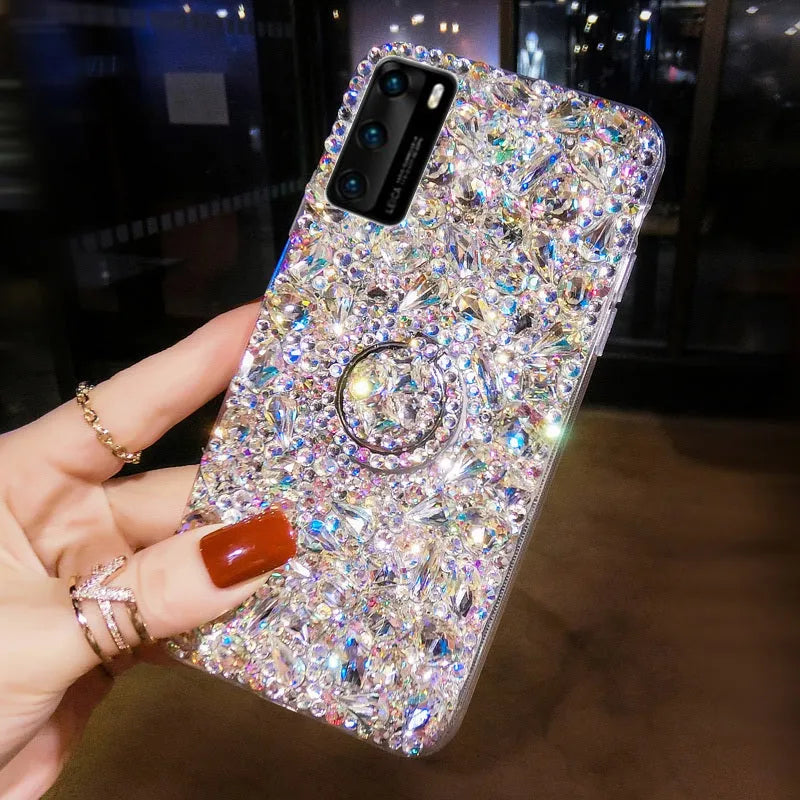 Luxury diamond acrylic phone case with kickstand for Samsung Galaxy