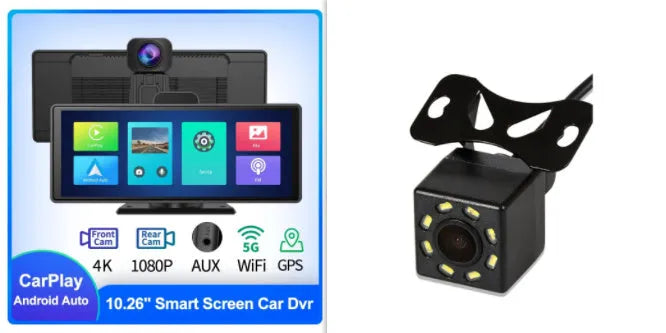 10.26-inch touch screen car DVR with dual camera recording system
