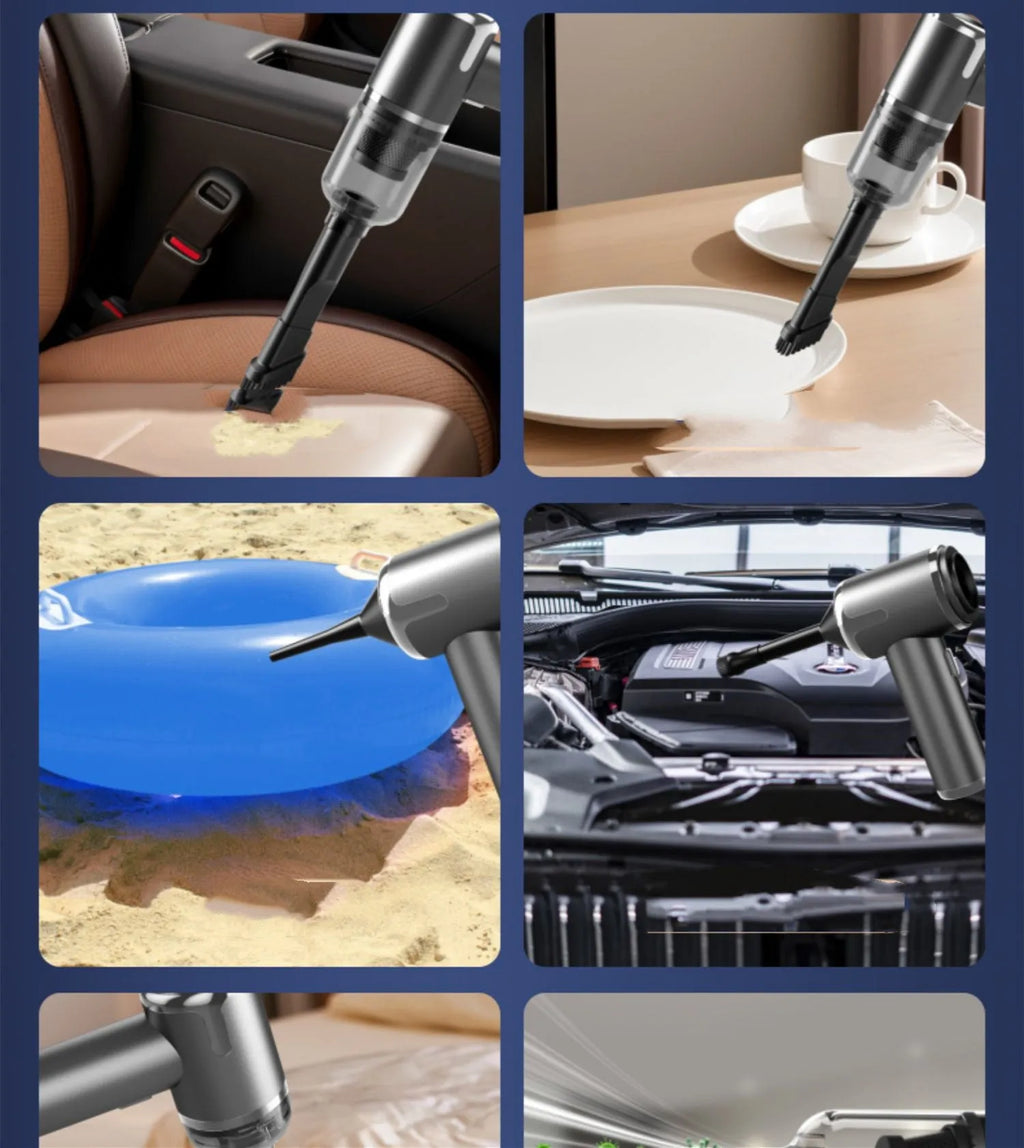 Handheld cordless vacuum cleaner with wireless charging dock and accessories for car cleaning
