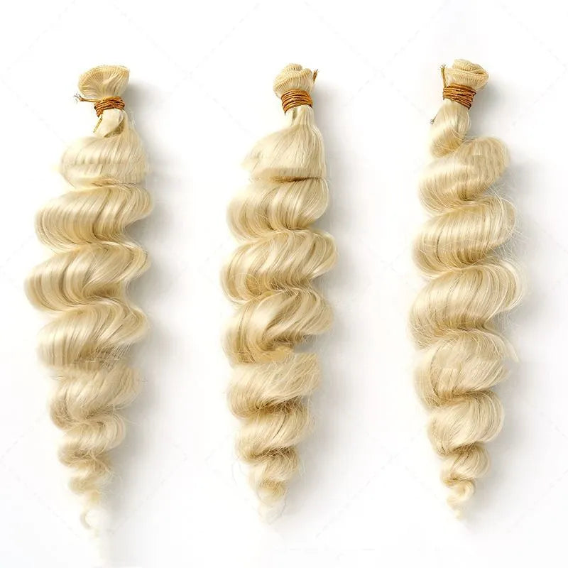 Golden blonde chemical fibre wig in three length options for women