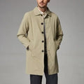 Men's thin rabbit fur trench coat in loose fit mid-length casual style