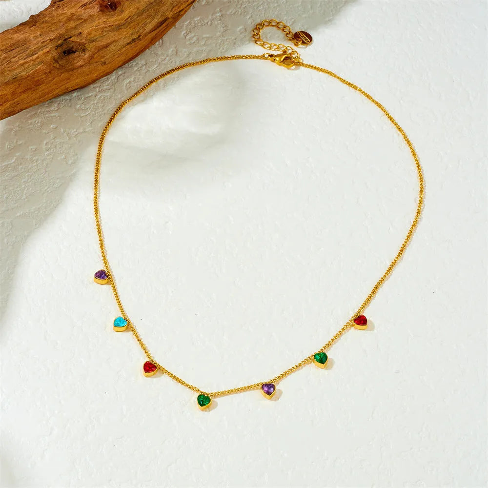 Women's stainless steel gold-plated heart necklace with adjustable chain 41-50cm N3214 colour