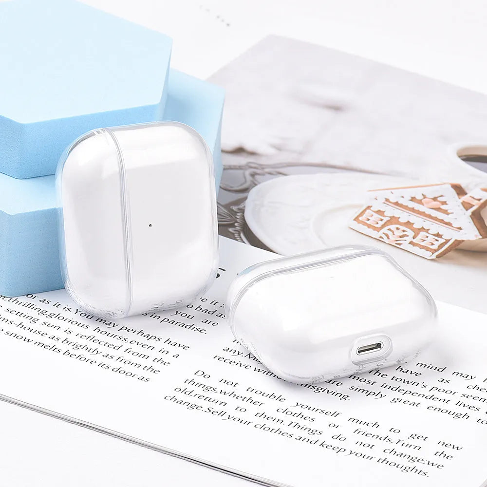 Transparent PC hard shell case for AirPods 2 3 Pro 1 charging box, 1.8mm thick, clear