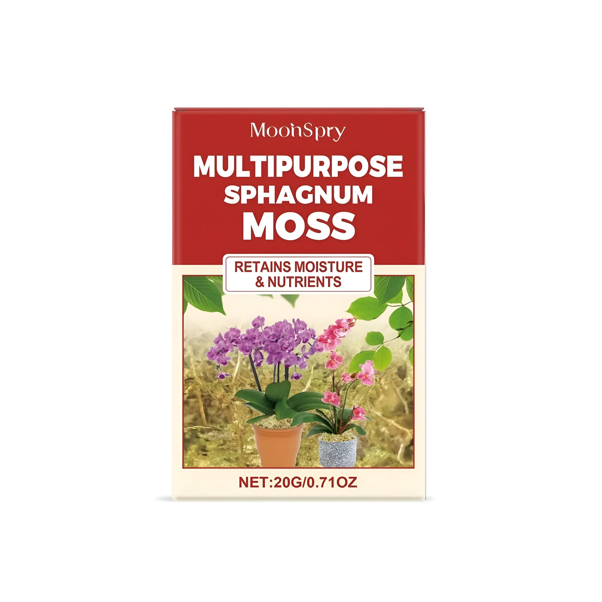 20g package of dried sphagnum moss for terrarium and vivarium substrate applications