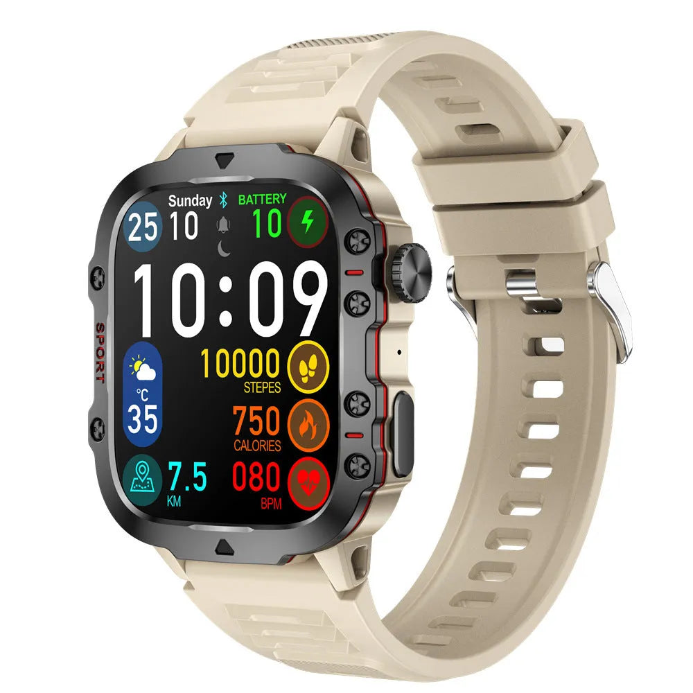 QX11 Smart Bluetooth Watch in black or khaki with TFT screen showing fitness stats