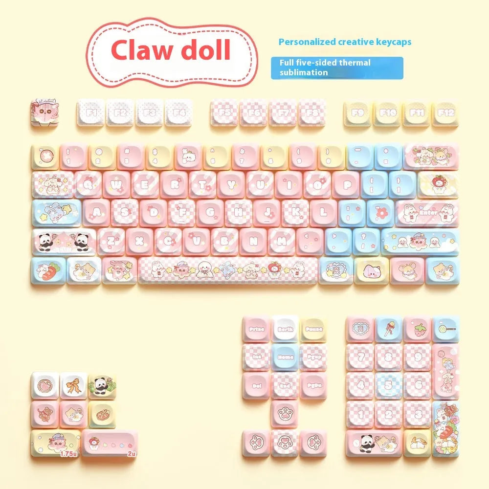 Clip Doll mechanical keyboard keycap set with doll theme designs for 112-key or 120-key layouts