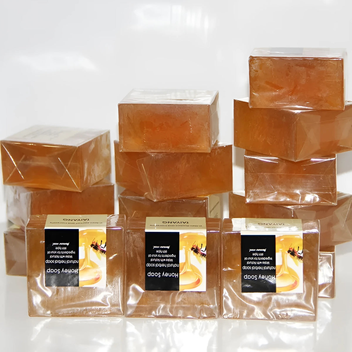 Handmade Thai honey cold process soap bar with coconut oil, olive oil, and golden chamomile extract