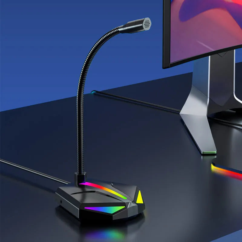 USB computer microphone moving coil all-directional pickup 2-channel stereo desktop stand gaming voice
