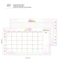 Handbook loose-leaf refill showing A7, A6 and A5 sizes in Symphony tri-fold and Floral Monthly Plan designs