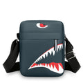 Men's small Oxford cloth crossbody bag with animal print pattern in black colour