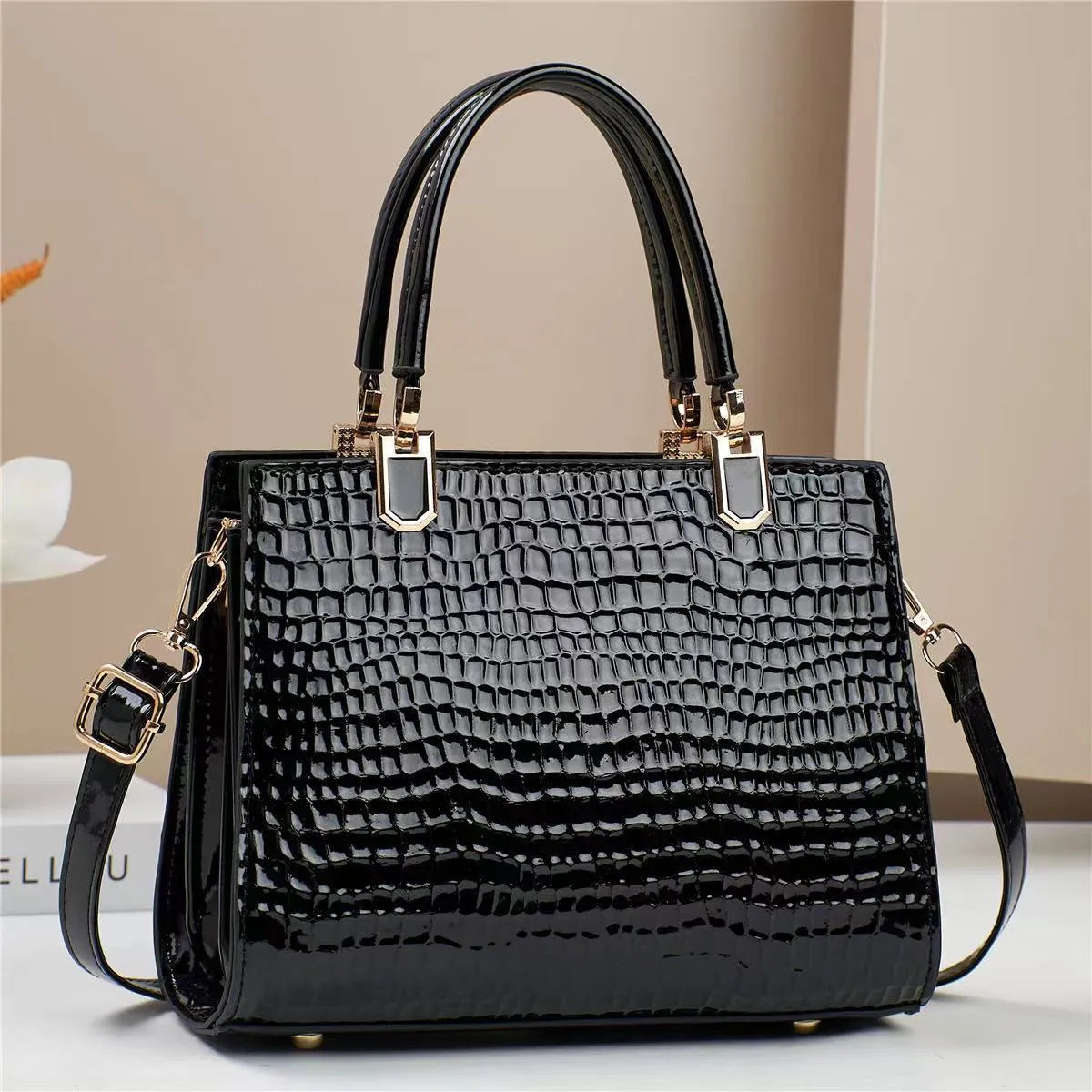 Women's large capacity one shoulder PU leather mom bag in khaki colour with multiple internal compartments