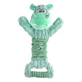 Large soft plush dog toy shaped like a hippo or monkey with a telescopic handle at the base