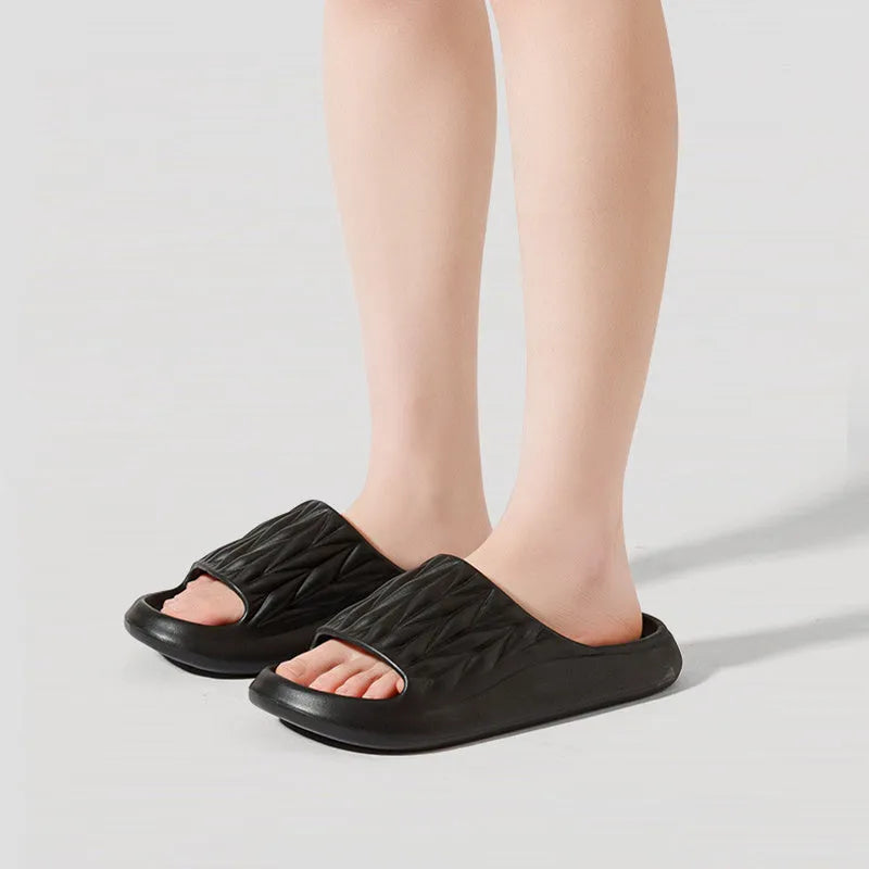 EVA leaf texture household slippers in various colours with non-slip soles