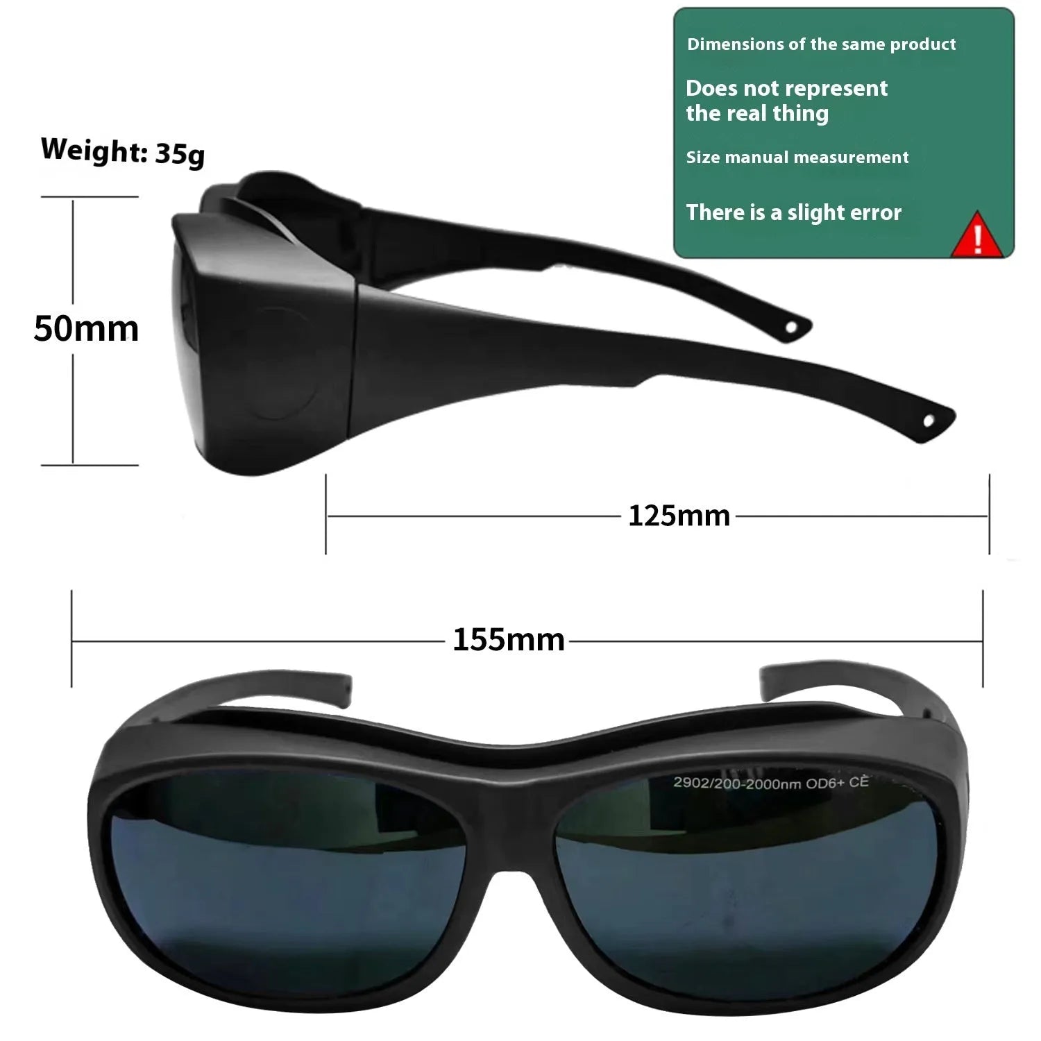 Laser safety goggles for photon skin rejuvenation and welding with 200-2000nm optical filter.