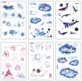 Hand account sticker set with fantasy stars design on Japanese paper, measuring 10.5 by 14.1 cm