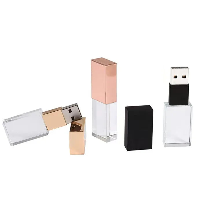DIY luminous crystal car-shaped USB 2.0 flash drive with metal shell in multiple capacities